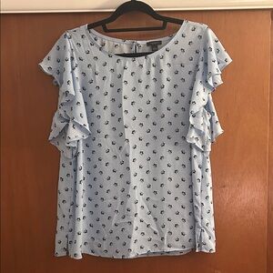 Ann Taylor Factory Light Blue Patterned Blouse